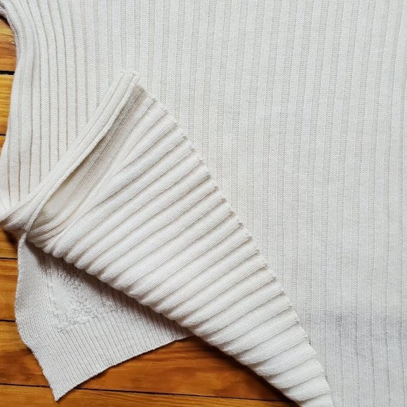 100% Cashmere Hi-Low Asymmetrical Cream Cable Knit Sweater - Sz S - Picture 7 of 12